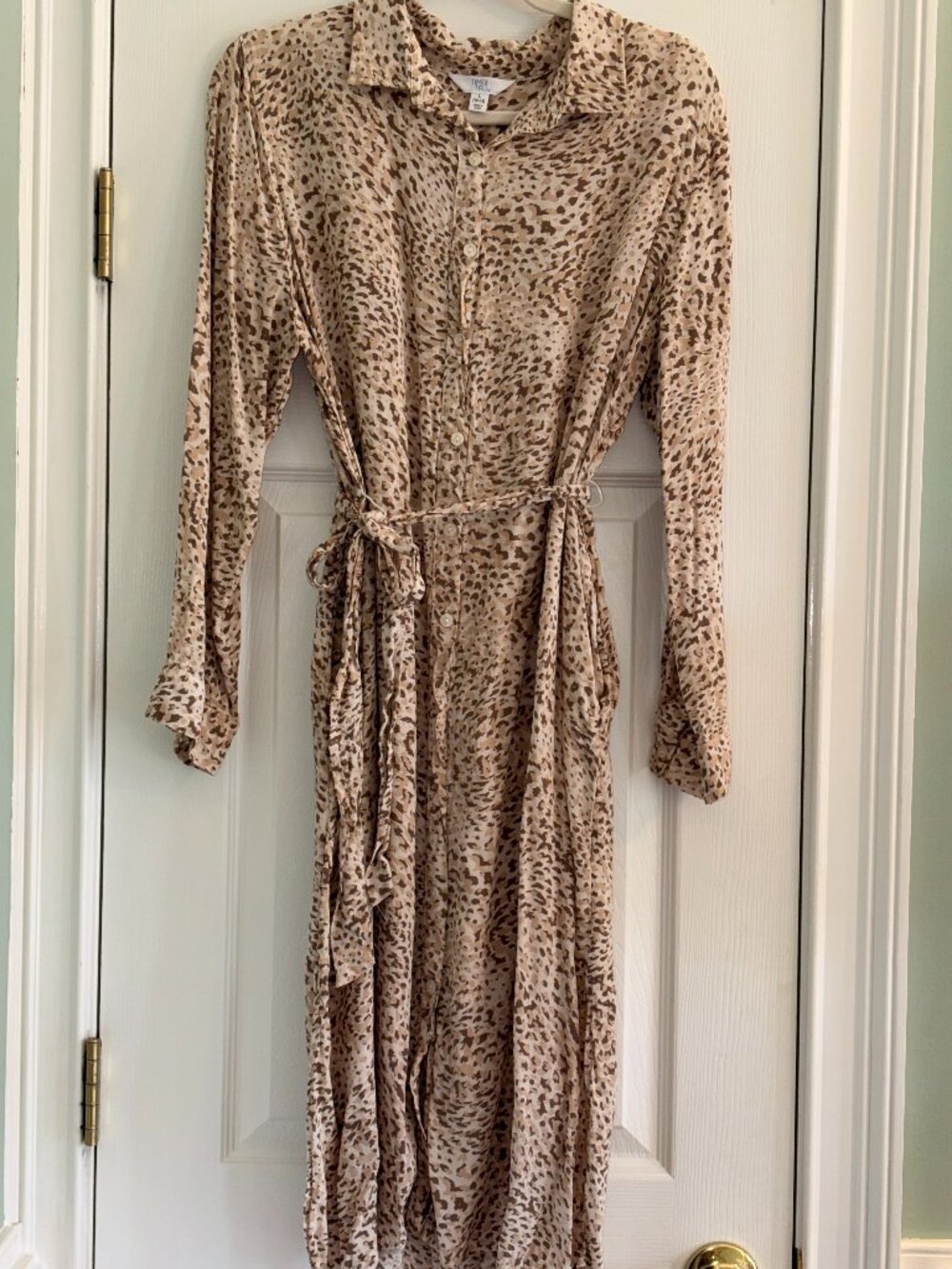 Time and Tru Large Abstract Print Long sleeve Shirtdress with belt